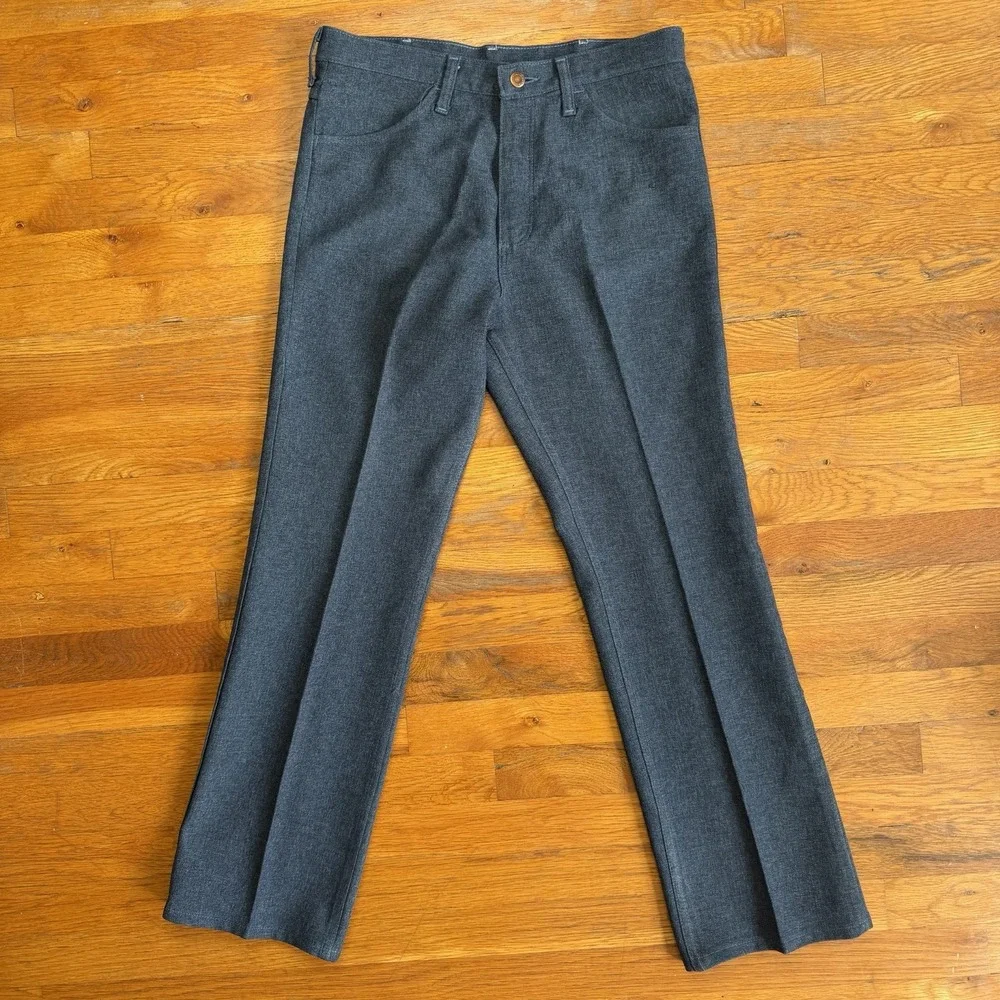 3x Vintage Wrangler Wrancher Dress Jeans Polyester 82HU Heather Blue Gray 33x30